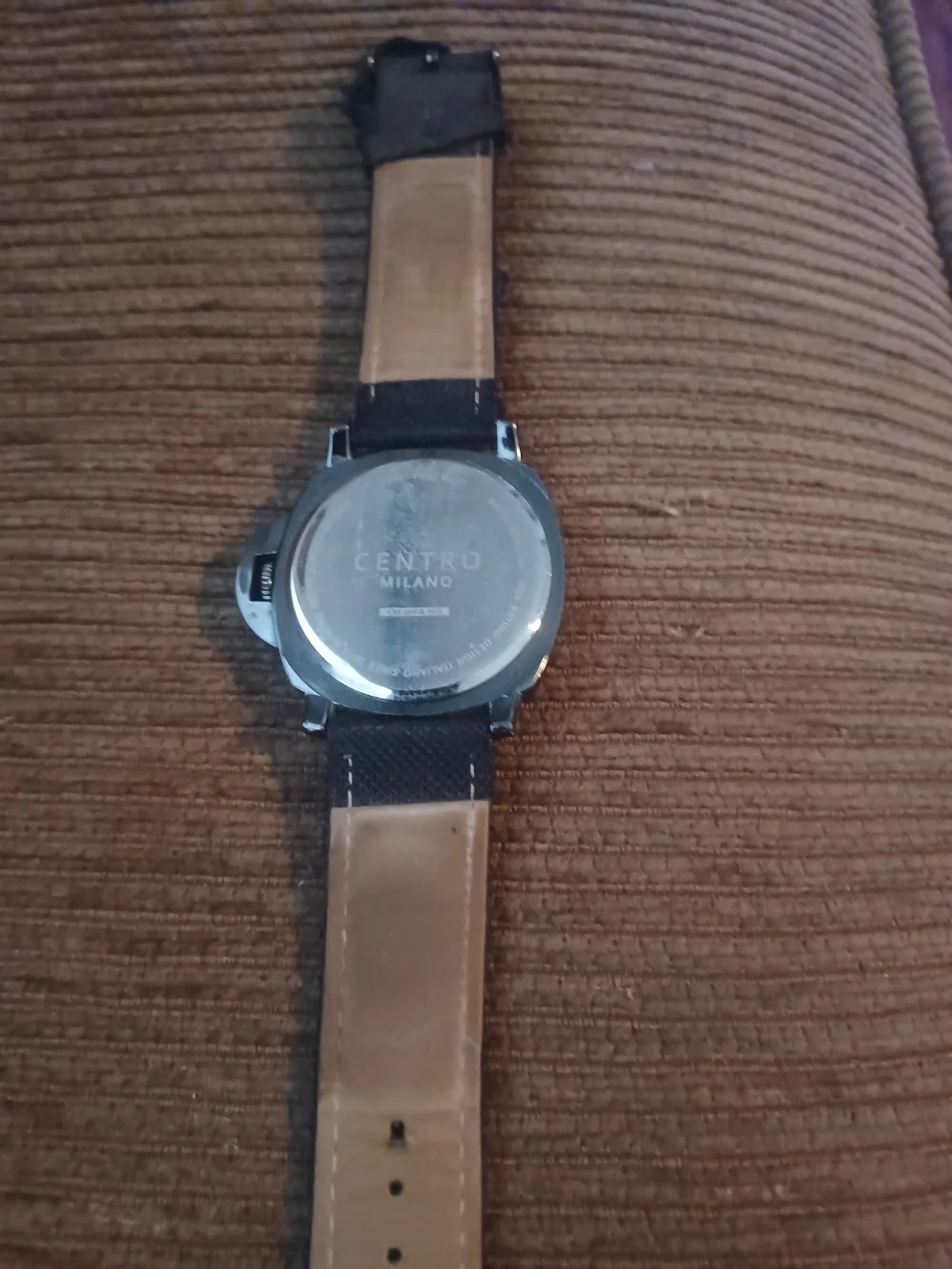 Centro Black Men's Wristwatch with Fabric Strap